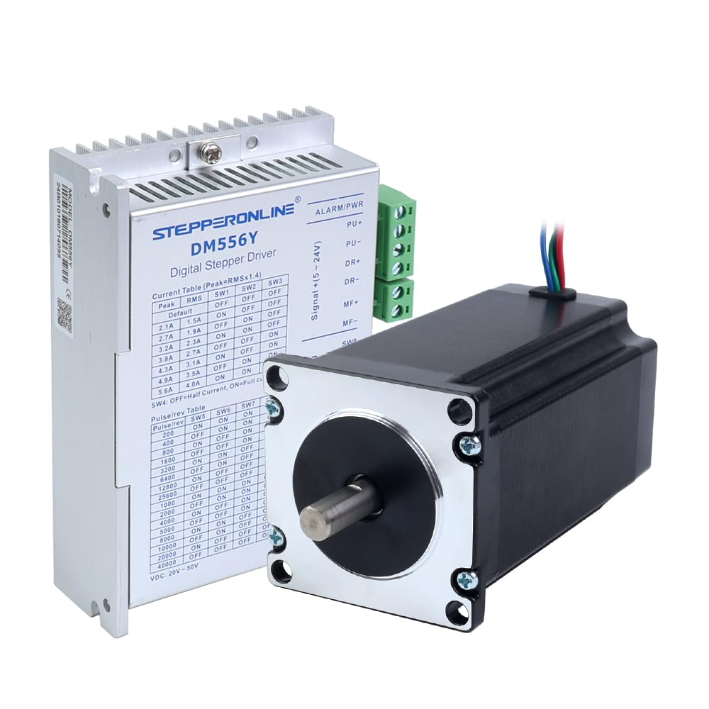 STEPPERONLINE 1 Achse CNC-Kit 3Nm 5A φ8mm Welle Nema 23 Schrittmotor 100mm Körperlänge & Treiber DM5