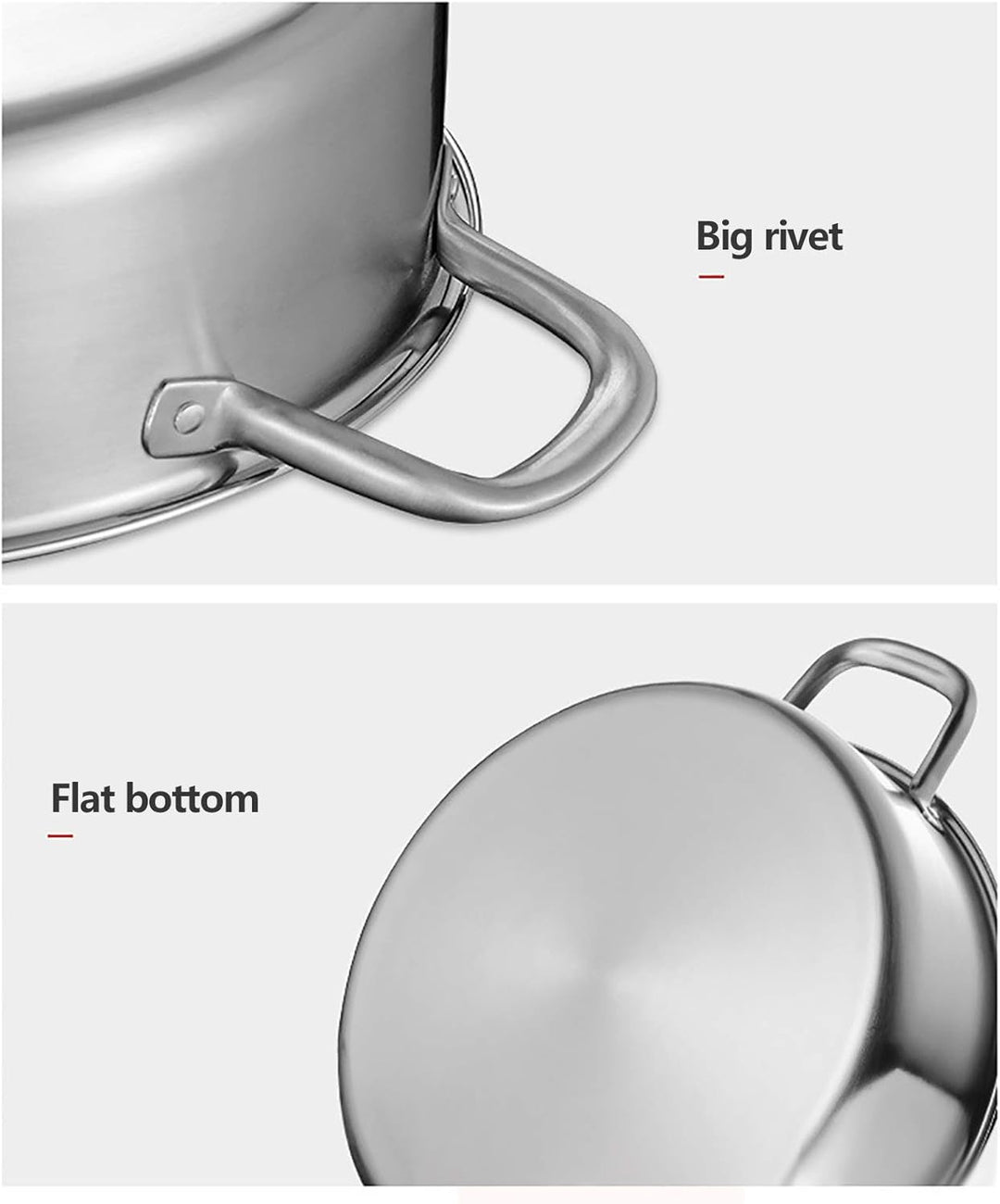 Hot Pot Kochtopf 304 Edelstahl Hotpot Kocher Mit 2 Suppenkellen Trennwand und Deckel für Induktionsk