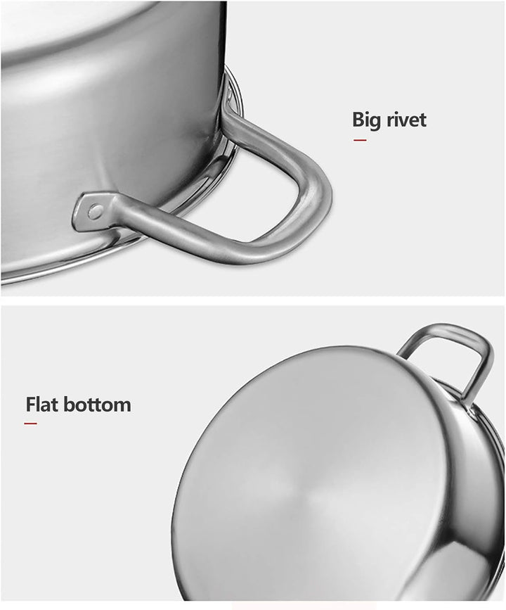 Hot Pot Kochtopf 304 Edelstahl Hotpot Kocher Mit 2 Suppenkellen Trennwand und Deckel für Induktionsk