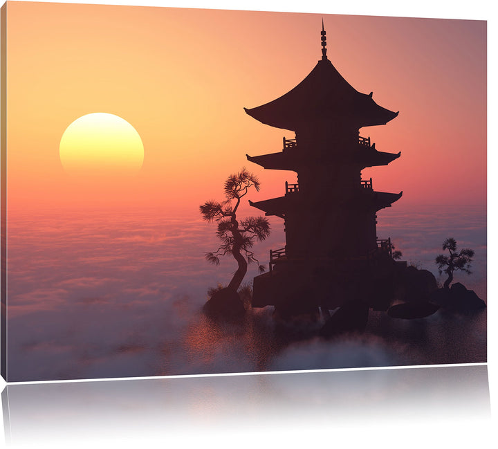 Pixxprint Buddhistischer Tempel in Asien als Leinwandbild/Grösse: 100x70 cm/Wandbild/Kunstdruck/fert