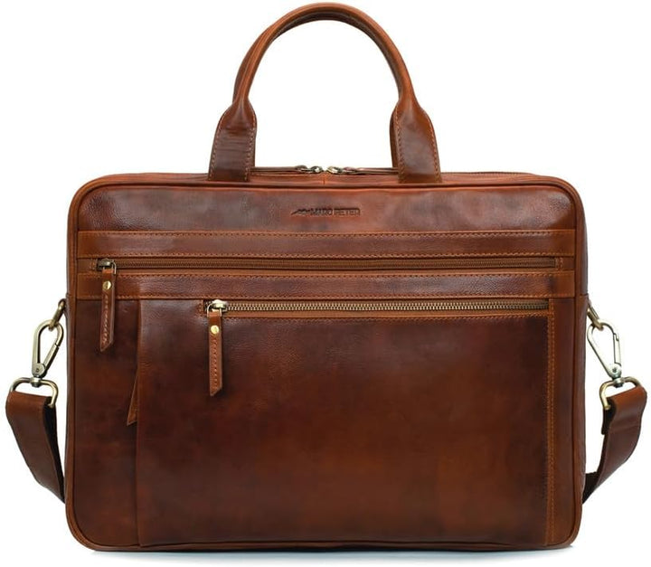 Marc Peter Laptoptasche Los Angeles I Leder Umhängetasche für 15.6 zoll Laptop I Aktentasche für Not