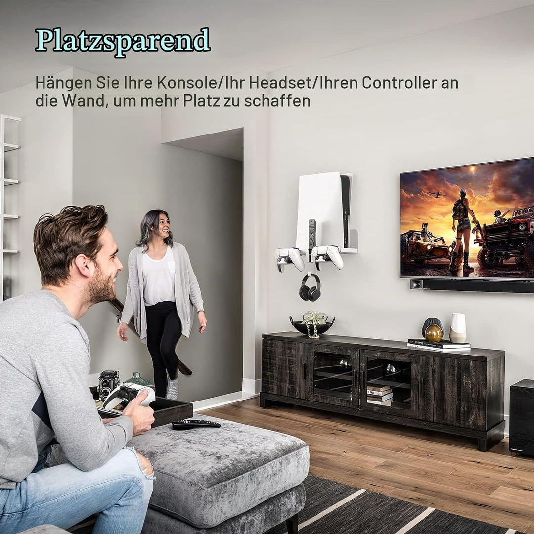 Aceshop Wandhalterung PS5,5 IN 1 Wandhalterung Set für Playstation 5 (Disc und Digitale) Robust Stah
