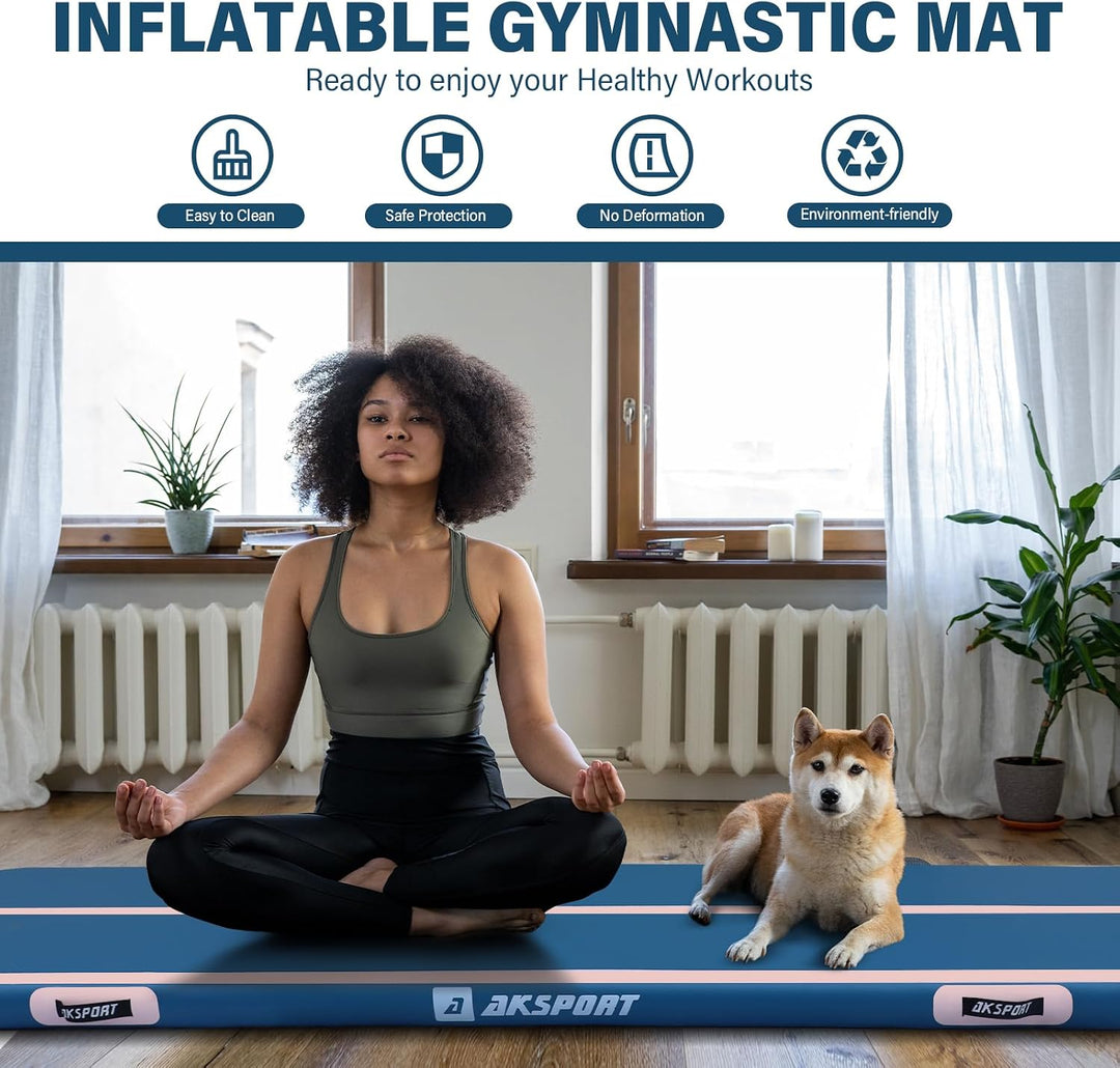 AKSPORT Air Matte Track Tumbling Matte,3/4/5/6m Aufblasbar Gymnastikmatte Turnmatte Tumbling Matten