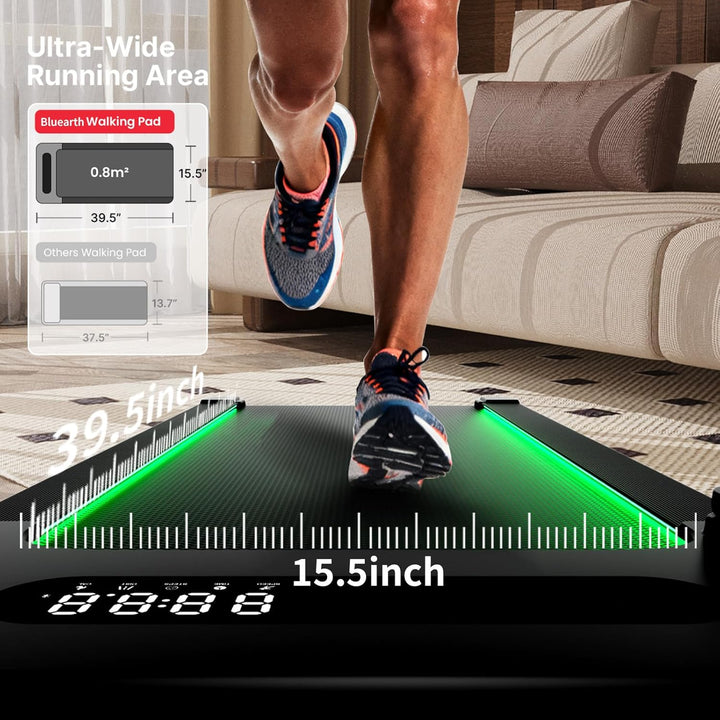 Bluearth Walking Pad mit 10% Automatische Steigung, Max 150KG, 2.5PS Leiser Motor, Laufband Schreibt