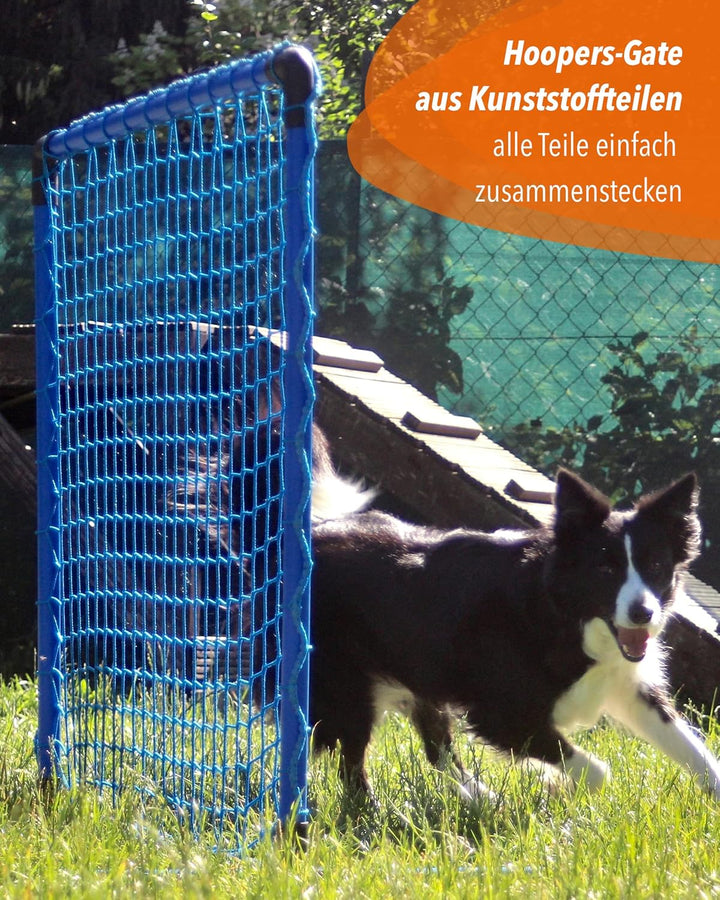 Hoopers-Gate – Blau – 100×90cm – mit weissem Netz – wetterfest & leicht – für Hoopers-Parcours, Blau