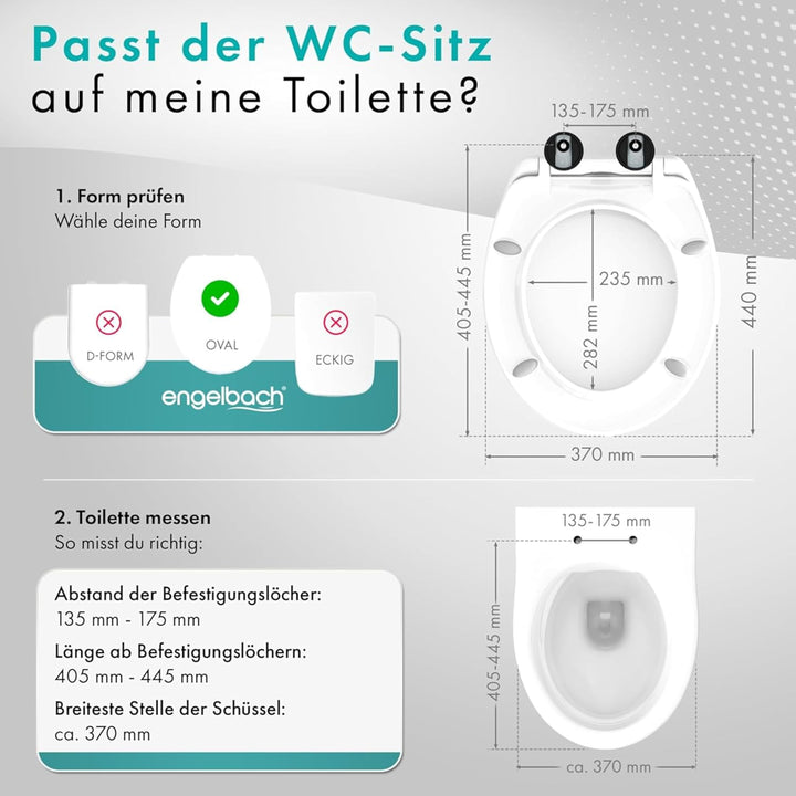 Engelbach® Toilettendeckel mit Absenkautomatik (Einfache Montage) Antibakteriell dank Urea-Duroplast