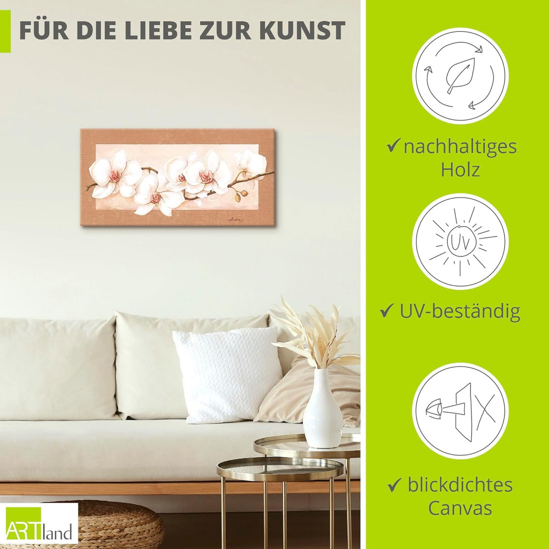 ARTland Leinwandbilder Wandbild Keilrahmenbild 100x50 cm + weitere Grössen Gemälde Blumenbilder Orch