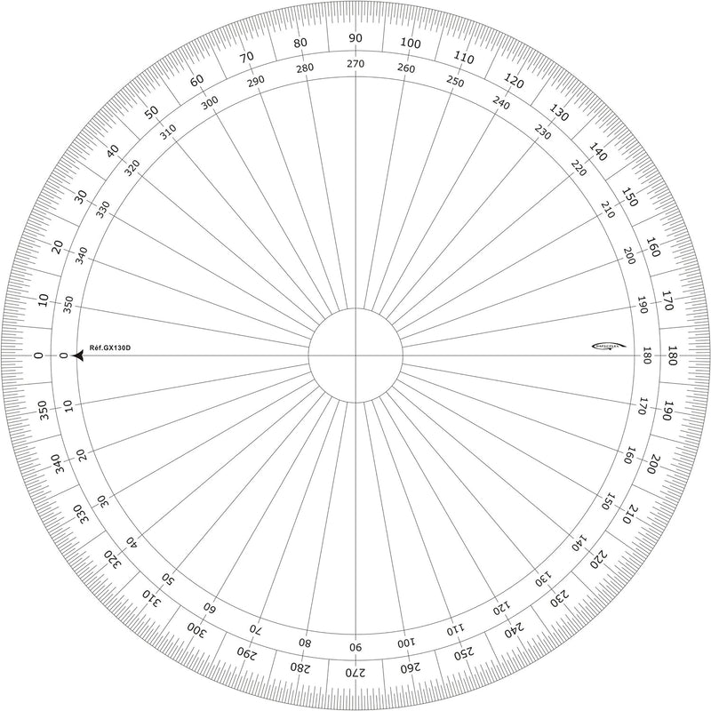 Graphoplex gx130d Vollkreis Winkelmesser, klar.