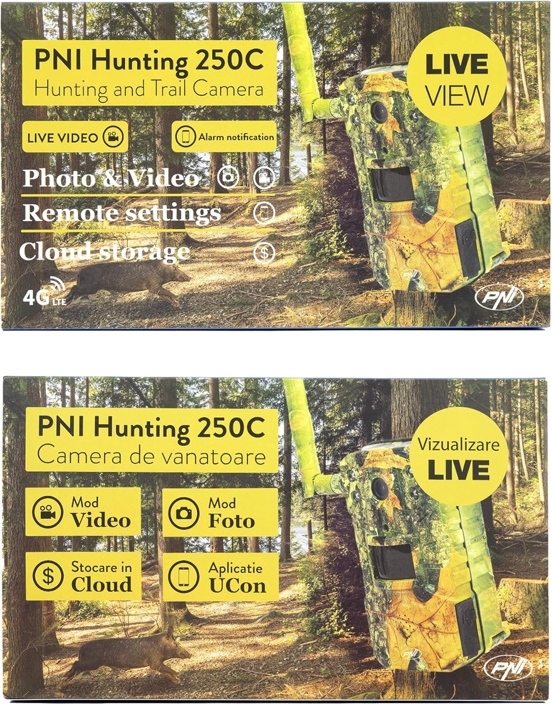 PNI Jagd 250C 4G LTE Trail Kamera mit Cloud-Speicher, 20MP Foto und 1080P Video, Nachtsicht und Bewe