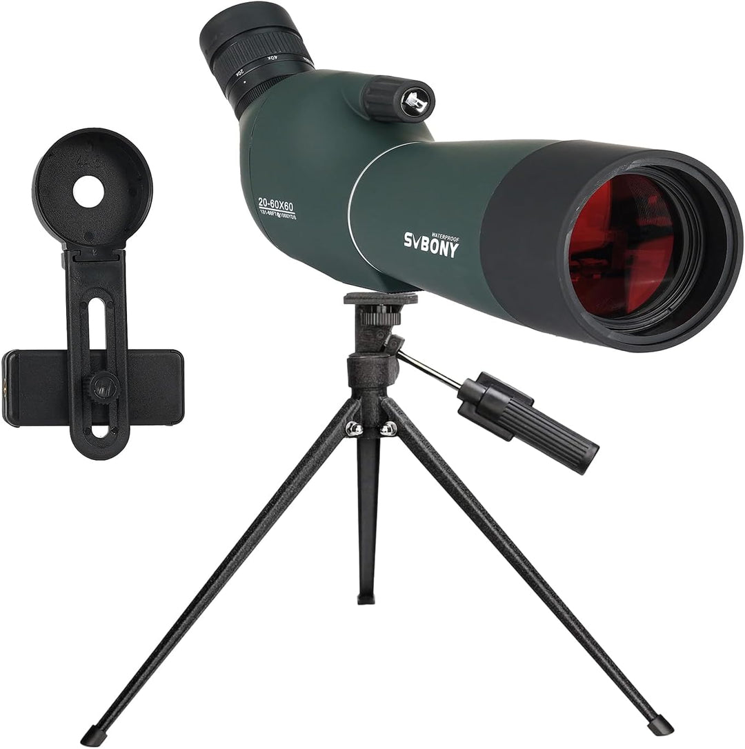 Svbony SV28PLUS Spektiv mit Stativ, 20-60x60mm BAK4 FMC Objektiv, Wasserdicht Beschlagfrei, Spektive