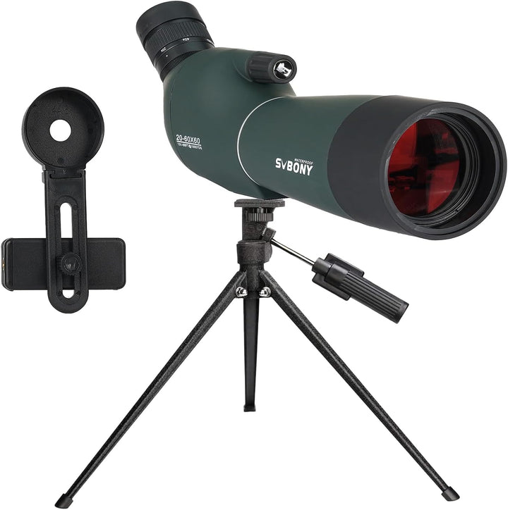 Svbony SV28PLUS Spektiv mit Stativ, 20-60x60mm BAK4 FMC Objektiv, Wasserdicht Beschlagfrei, Spektive
