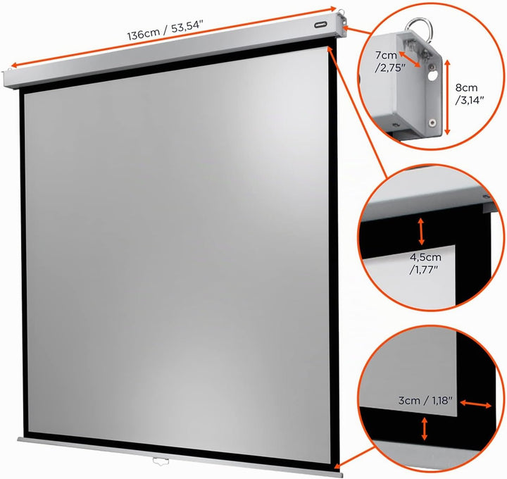 celexon manuell ausziehbare Heimkino- und Business-Rollo-Beamer-Leinwand 4K und Full-HD mit Slow-Ret