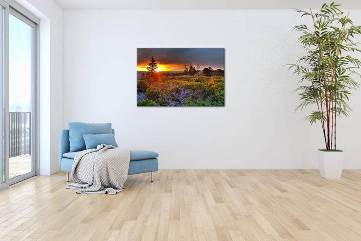 deyoli bezauberte Landschaft bei Sonnenaufgang Format: 100x70 als Leinwand, Motiv fertig gerahmt auf