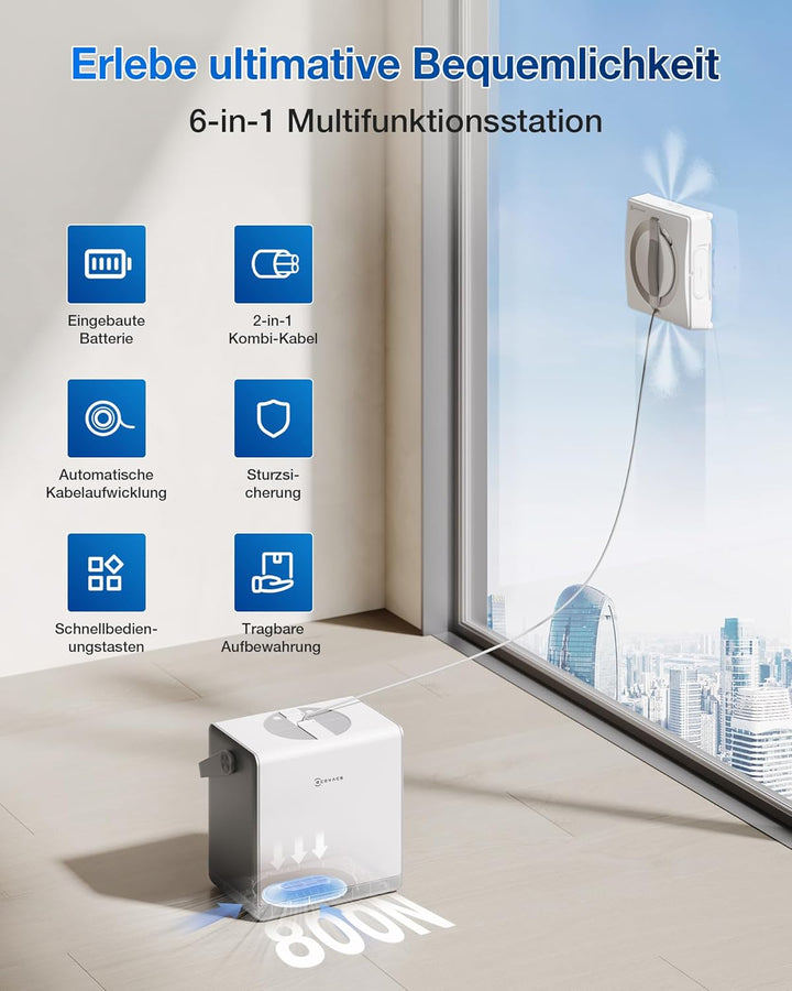 ECOVACS WINBOT W2 PRO Omni Fensterputzroboter mit 6-in-1 Multifunktionsstation, Aufladen im Betrieb,