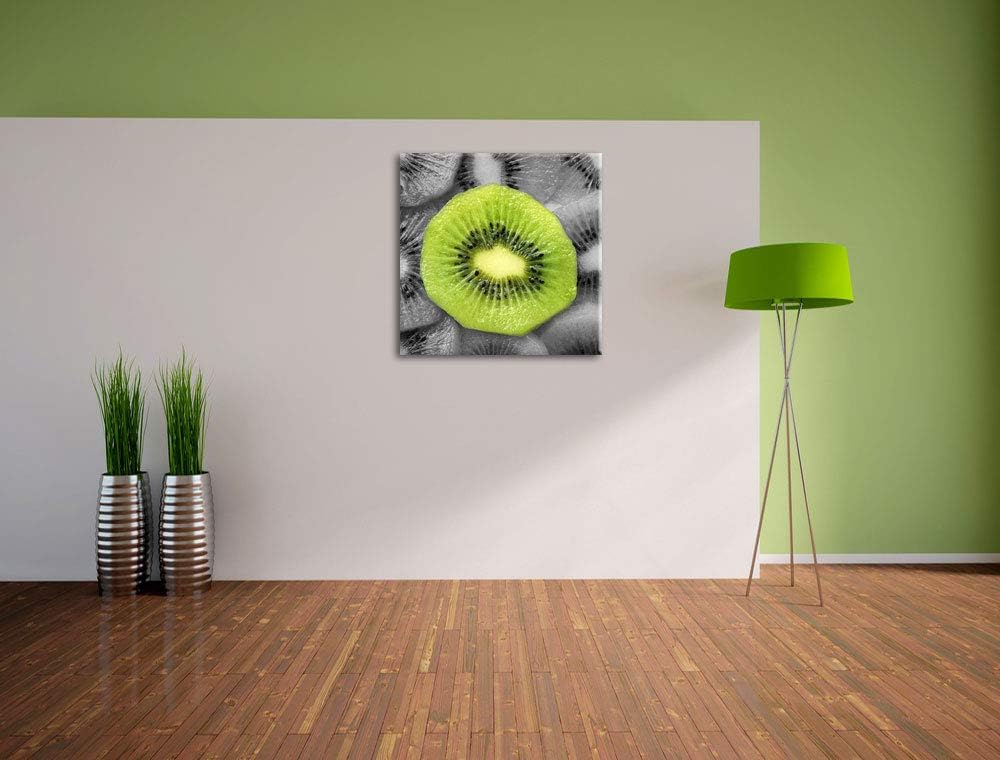 Pixxprint saftige Kiwi Scheiben als Leinwandbild/Grösse: 70x70 cm/Wandbild/Kunstdruck/fertig bespann