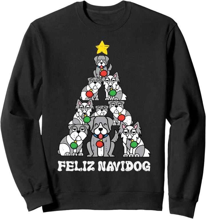 Hunde-Weihnachtsbaum Feliz Navidog Lustige Weihnachten Männer Frauen Kinder Sweatshirt