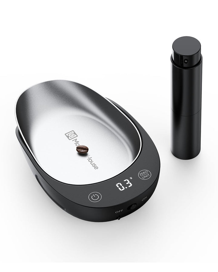 Maestri House wiederaufladbare Kaffeewaage 0,1g präzise mit 8ml Sprühflasche ergonomisches Design mi