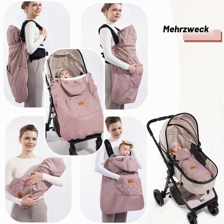 Winterbezug für Babytrage, Warm Universal Babytragebezug Wasserdicht Tragecover für Babytragen (Rosa