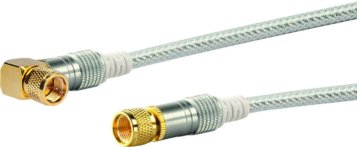 SCHWAIGER Premium SAT Anschlusskabel 110 dB, 5,0m, transparent, 90° F-Winkelstecker > F-Stecker, 4-f