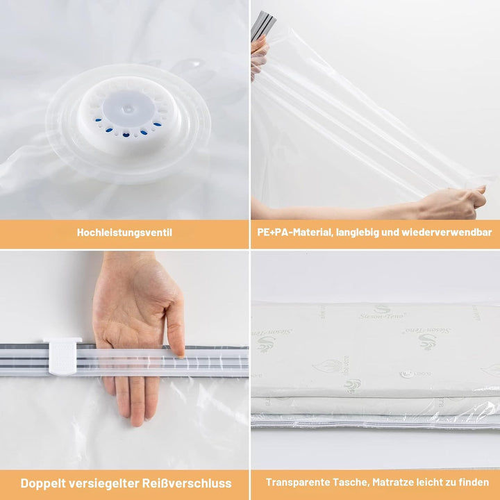 Grosse Vakuum-Aufbewahrungsbeutel für Matratzen, Kleidung, wasserdicht, verschliessbar, wiederverwen