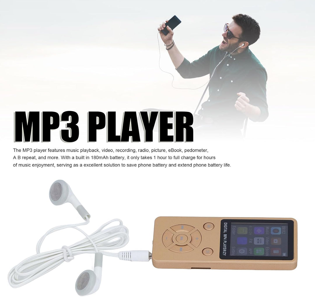 MP3-Player/MP4-Player 64GB Bluetooth 5.0 HiFi MP3 Musik-Player, 1,8-Zoll-LCD-Bildschirm mit Lautspre