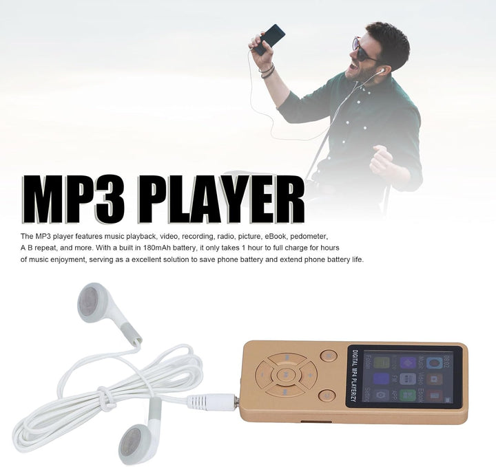 MP3-Player/MP4-Player 64GB Bluetooth 5.0 HiFi MP3 Musik-Player, 1,8-Zoll-LCD-Bildschirm mit Lautspre