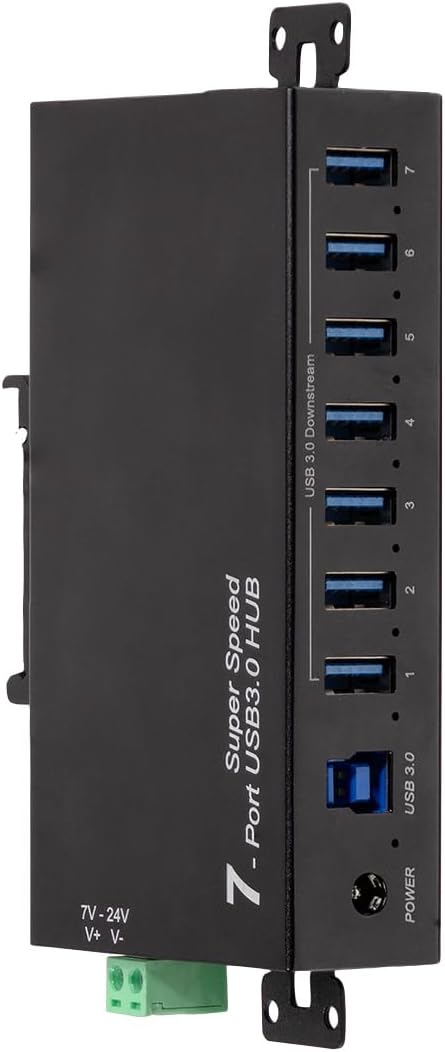 LogiLink 7-Port Hub (USB 3.0) inkl. Netzteil, Industrieausführung, 5 Gbit/s, 10 W, mit Überstrom, Üb