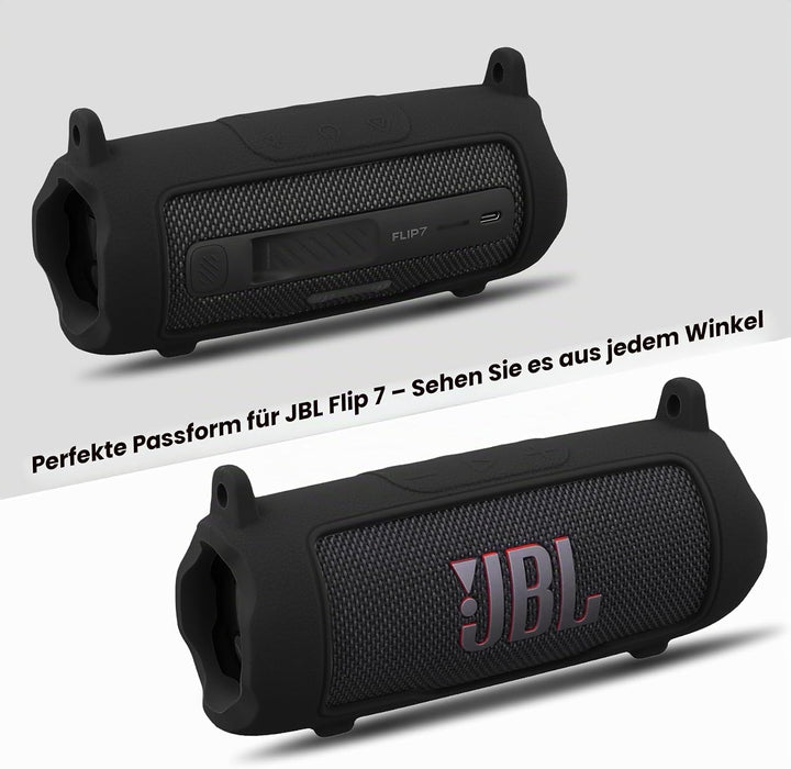 Khanka Silikonhülle für JBL Flip 7 Bluetooth-Lautsprecher Schwarz, Schwarz