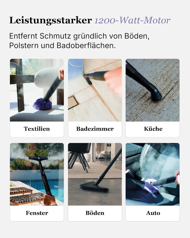Motionflow Dampfreiniger für alles – 16-in-1 Hochdruck Steam Cleaner für Polstermöbel, Teppiche, Bad