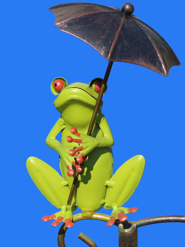 Pommerntraum ® | Regenmesser Niederschlagsmesser Pluviometer Wetterfrosch Frosch mit Regenschirm + M