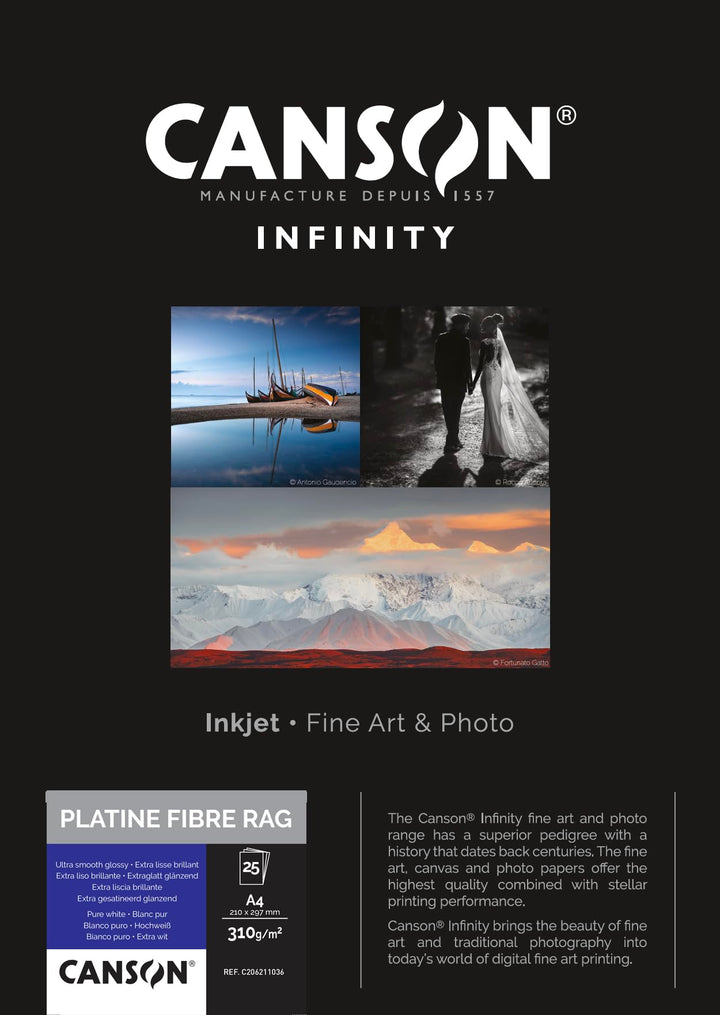 Canson 206211036 Platine Fibre Rag Box, Photopapier, A4 Weiss, A4
