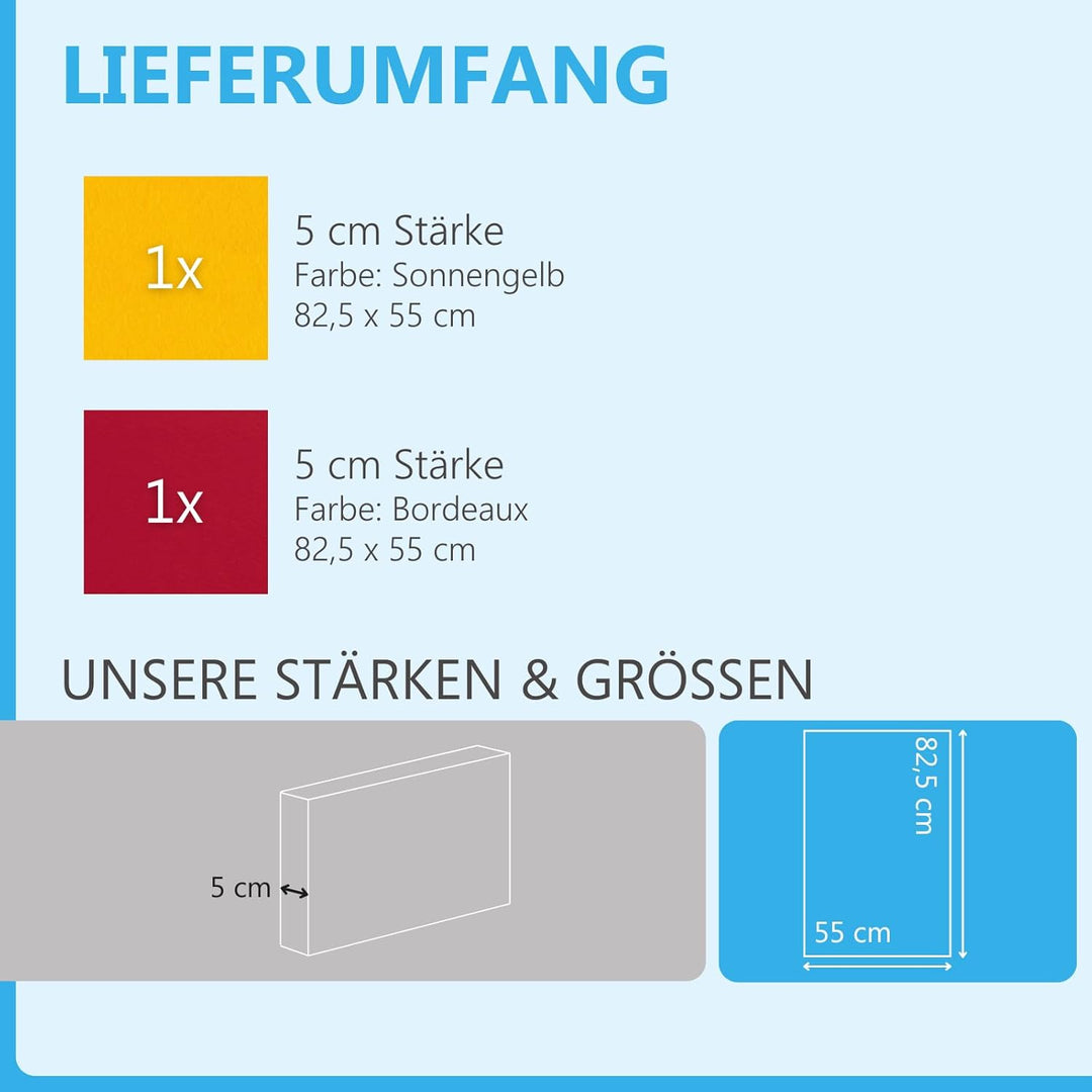 platino24 Schallabsorber COLORE aus Basotec G+ I Akustikpaneele mit Akustikfilz I 2 Wand-Paneele in