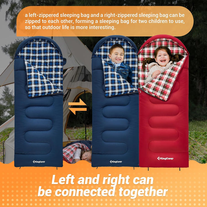 KingCamp Kinderschlafsack Schlafsack Winter Warmer Deckenschlafsack 3-4 Jahreszeiten für Kinder beim