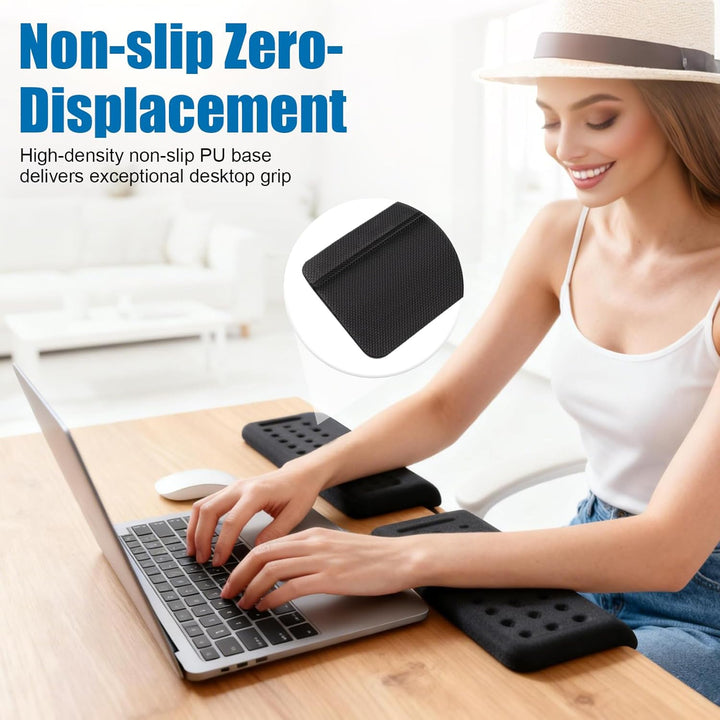 2 Stück L-förmige Ergonomische Handballenauflage Tastatur aus Memory Foam – Tastaturstütze & Ellenbo