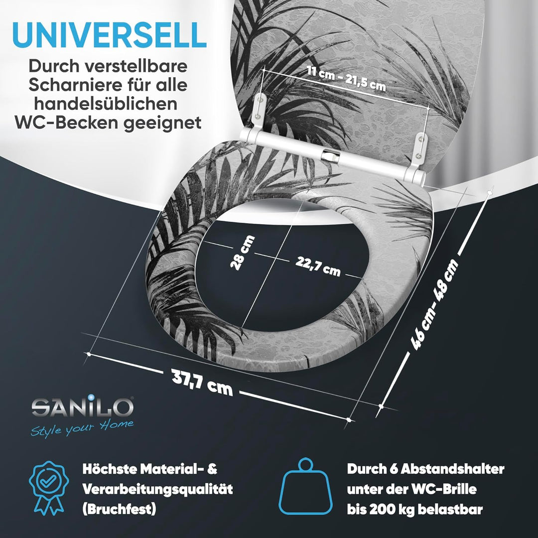 Sanilo WC Sitz mit Absenkautomatik & Schnellverschluss, Toilettendeckel per Knopfdruck abnehmbar, ei