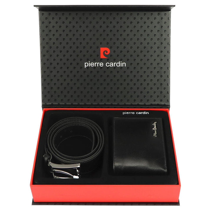Pierre Cardin Herrengeschenk-Set Brieftasche und Gürtel Elegant aus 100% Naturleder Minimalistisch W