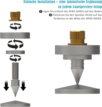 Monosaudio 4X HiFi Lautsprecher-Spikes M8-Gewinde Verstärker Ständer Füsse Aluminium Lautsprecher Un