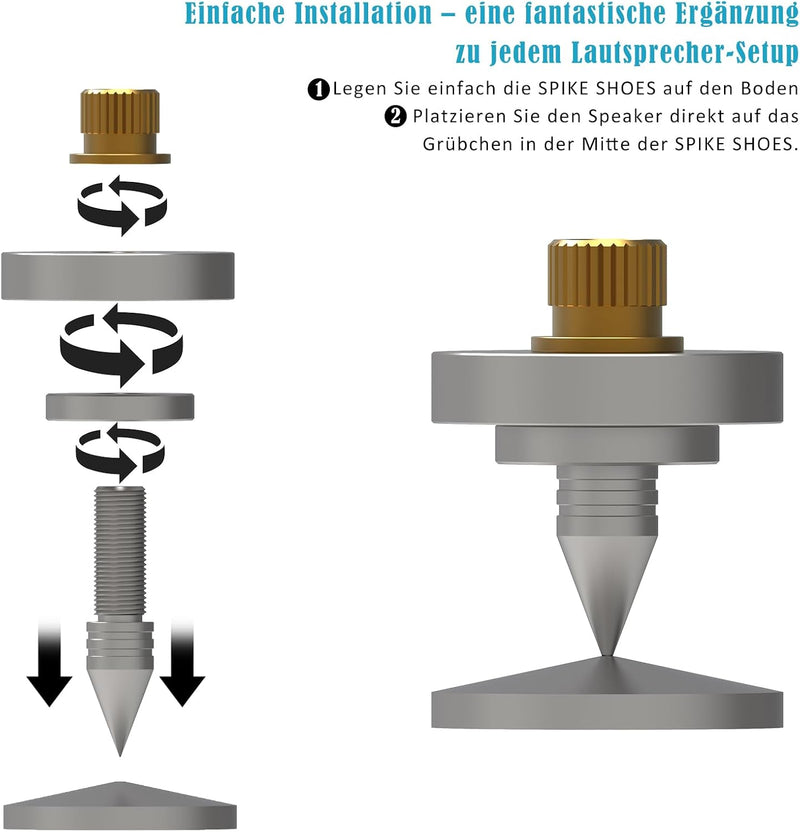 Monosaudio 4X HiFi Lautsprecher-Spikes M8-Gewinde Verstärker Ständer Füsse Aluminium Lautsprecher Un