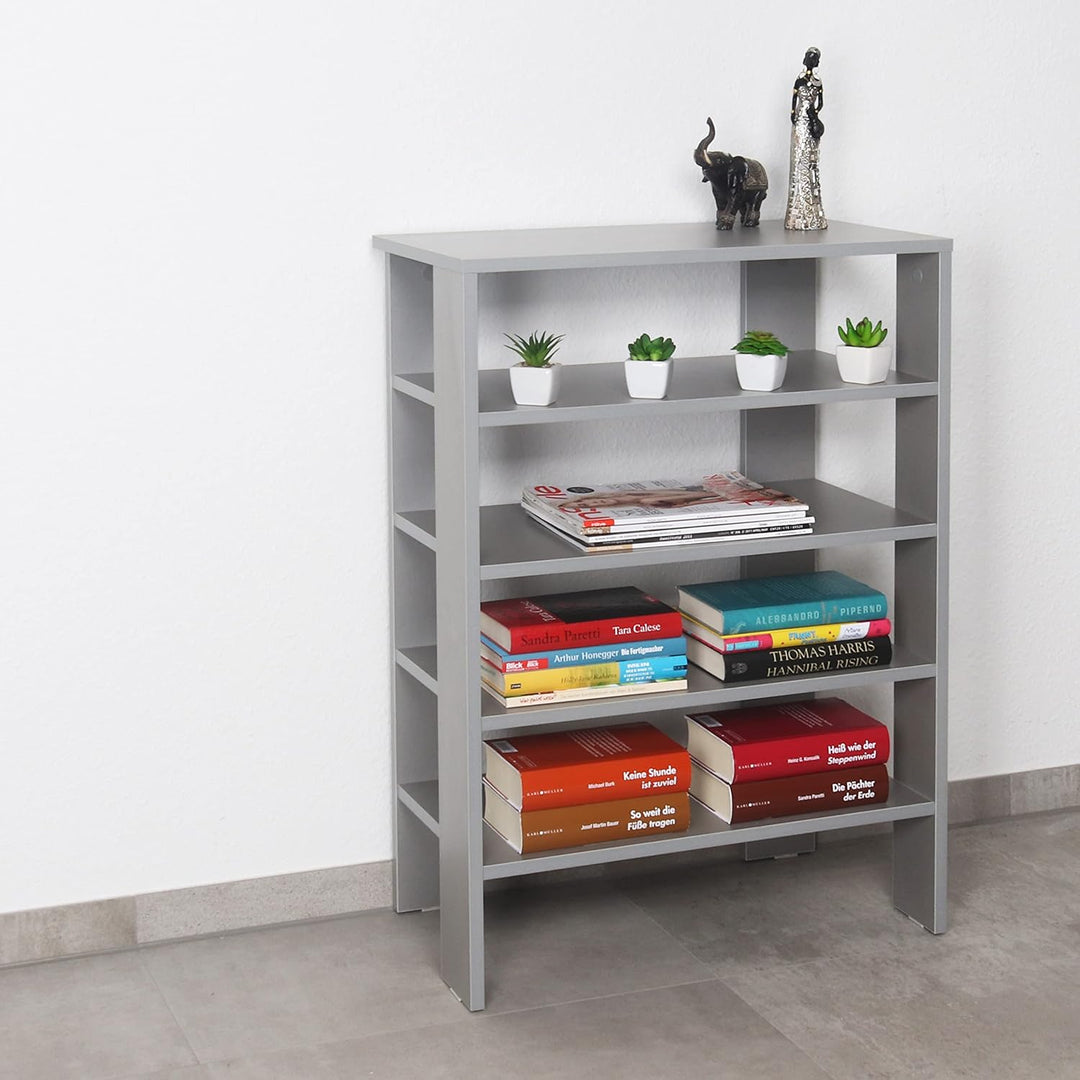 RICOO Schuhregal schmal und hoch 88x60x32cm Standregal Pressholz Grau WM040-PL, Schuhständer mit 4 E