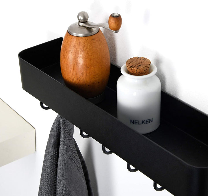 CALUTEA Modernes Gewürzregal Küche // Metall // Schwarz // Designer Gewürzregal für die Wand