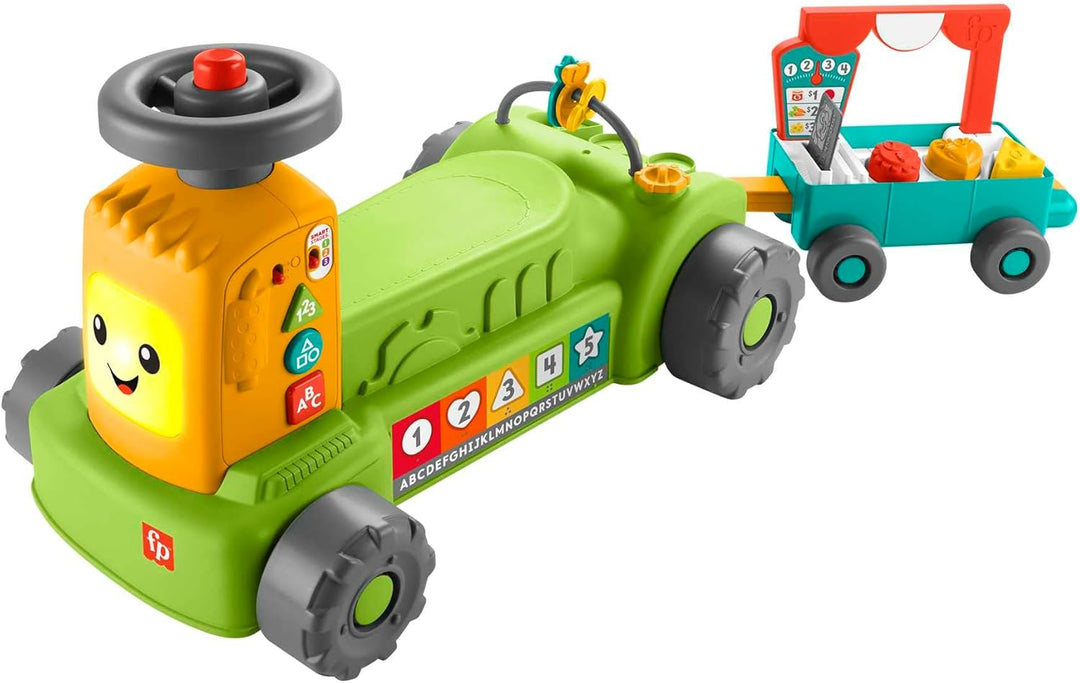 FISHER-PRICE Lernspass 4-in-1 Markt-Traktor - Lernspielzeug zum Ausitzen und Hinterherziehen, mit Sm