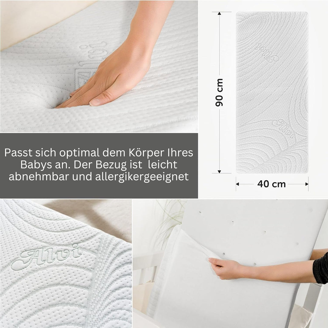 Alvi Matratze für Beistellbett & Wiege Tencel & Dry - 90x40 cm Babymatratze mit Funktionsbezug mit N