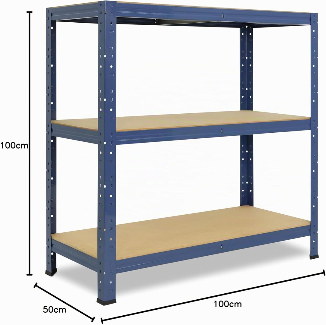 shelfplaza® 100x100x50cm Home Schwerlastregal blau/Metallregal mit 3 Böden/Kellerregal Metall, Garag