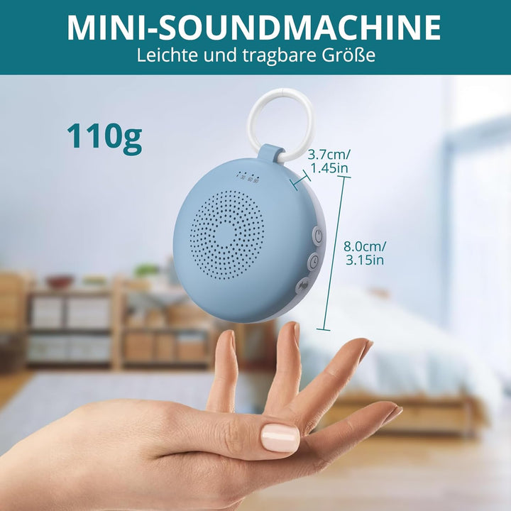 White Noise Machine Mini-Soundmaschine mit 12 Beruhigende Geräusche 3-Timer Memory-Funktion USB-C Wi