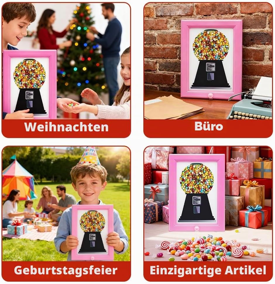 Süssigkeiten Spender Rahmen, Rosa Süssigkeitenspender Bilderrahmen, Kaugummiautomat Zur Wandmontage,
