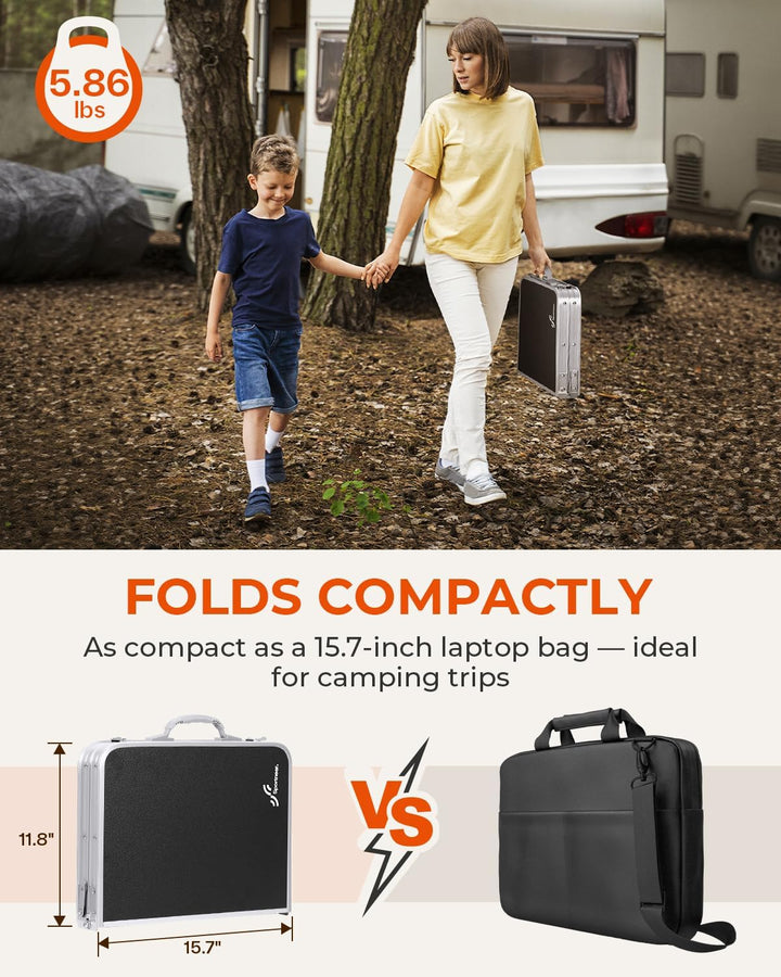 Klappbarer Campingtisch, Sportneer, höhenverstellbar, Kleiner Klapptisch, tragbare Campingtische (59