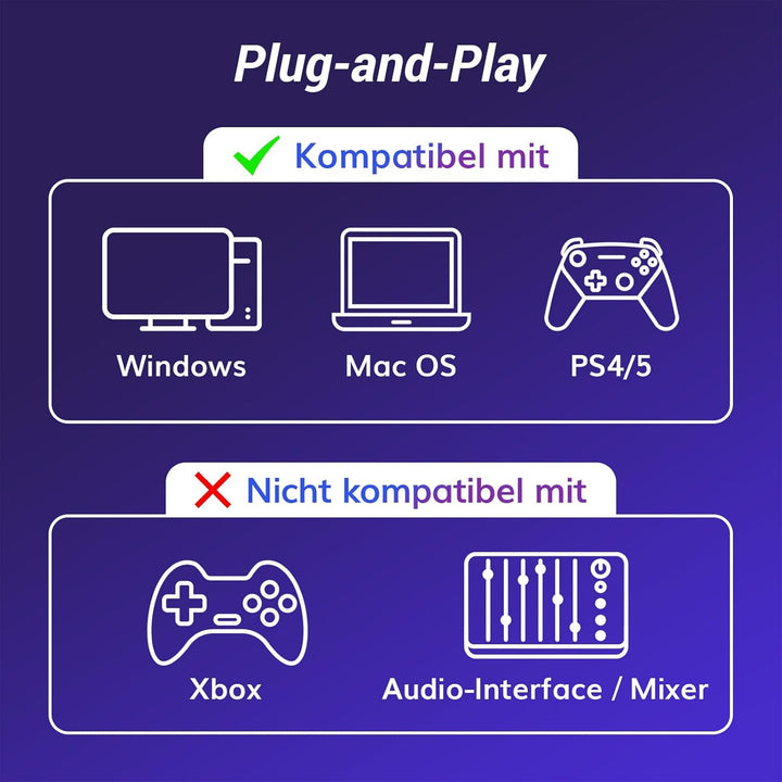 TONOR Gaming Mikrofon PC mit RGB-Modi & Helligkeit einstellbar, USB/Type-C Microphone für Streaming