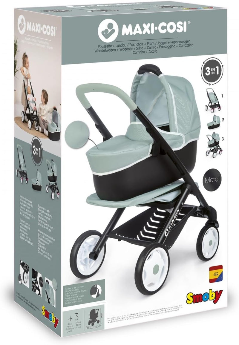 Smoby - Maxi Cosi 3-in-1 Kombi Puppenwagen - für Puppen bis 42 cm – wandelbarer Puppenwagen für unte