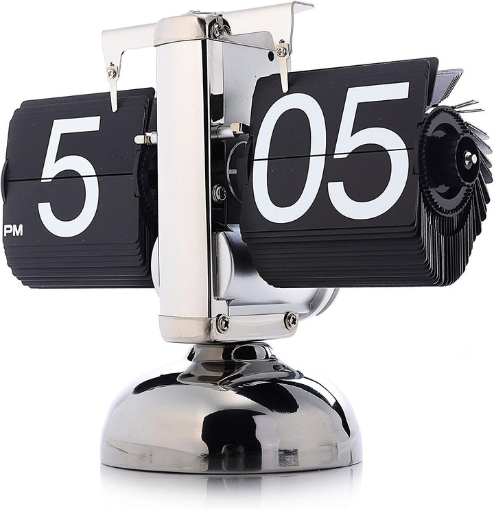 Aoonar Digitale Flip-Down-Uhr, Digital Retro Tischuhren Edelstahl Minimalistische Mechanische Auto F