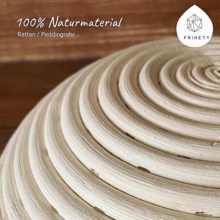 FRIHET Gärkorb zum Brotbacken Brotbackform Gärkorb aus Rattan/Peddigrohr - rund 16cm (0.5kg Brotteig